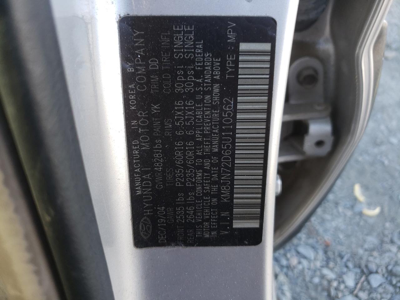 2005 Hyundai Tucson Gls VIN: KM8JN72D65U110562 Lot: 81992635