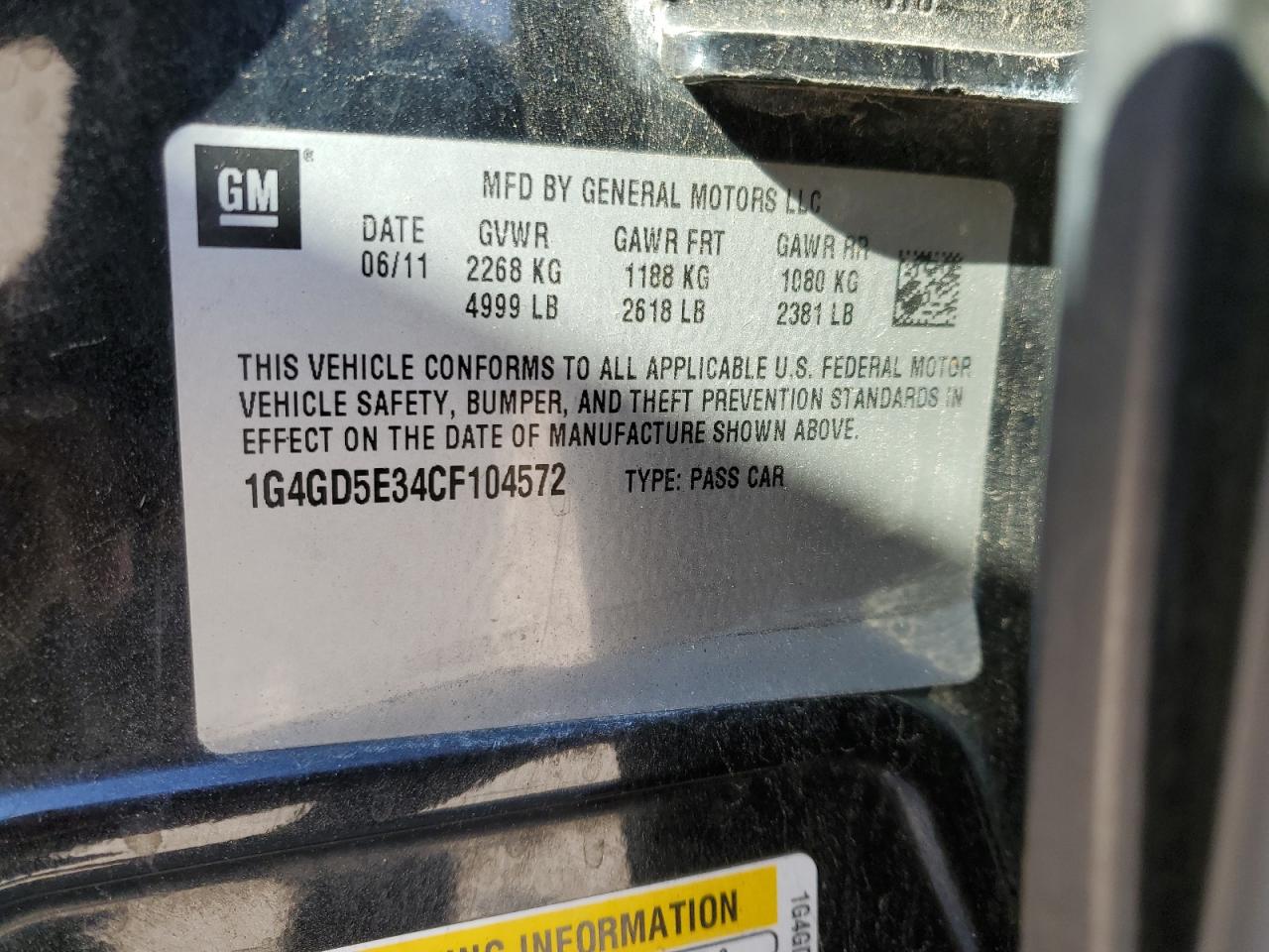 2012 Buick Lacrosse Premium VIN: 1G4GD5E34CF104572 Lot: 85198675