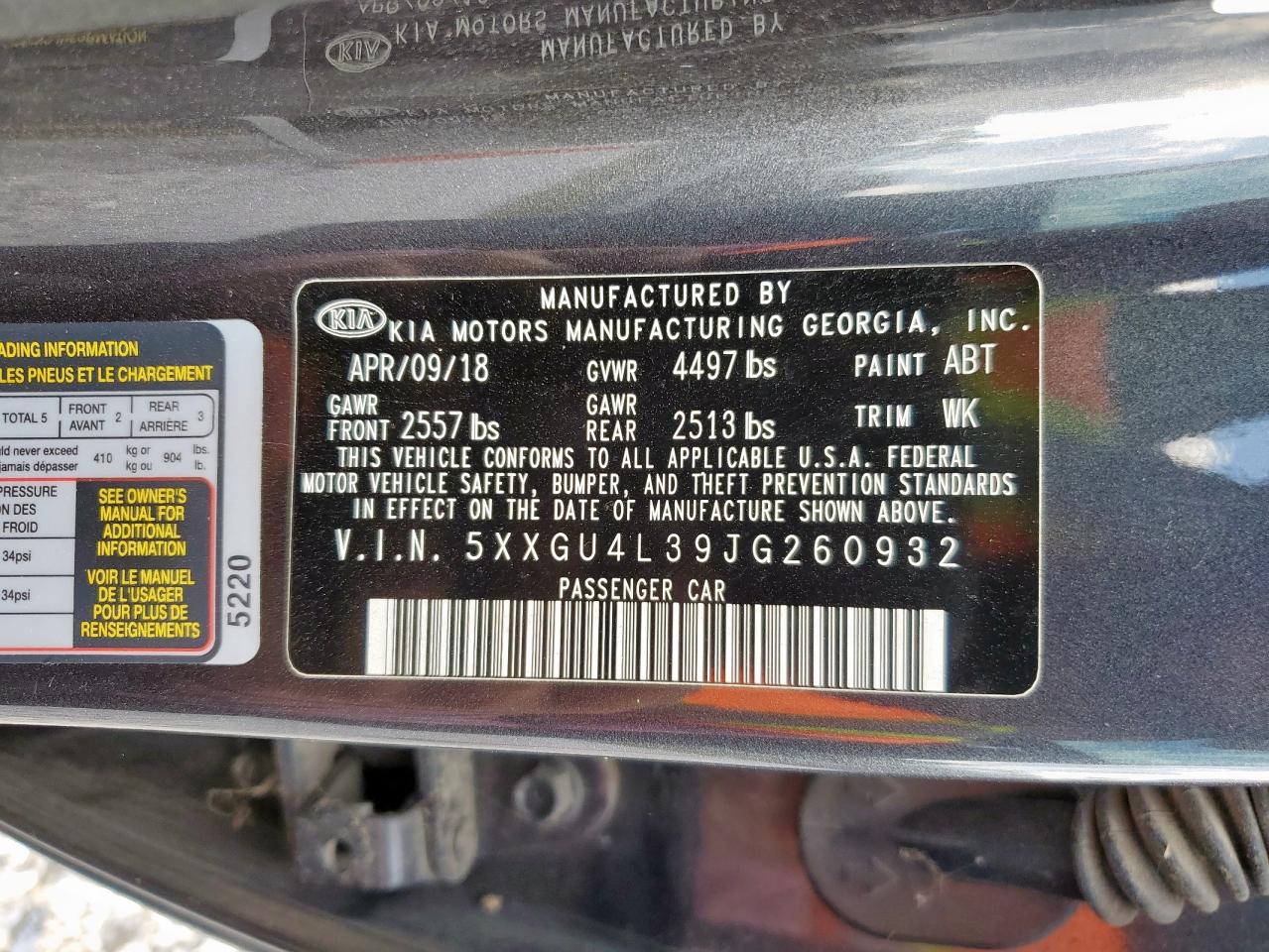 2018 Kia Optima Ex VIN: 5XXGU4L39JG260932 Lot: 85286515