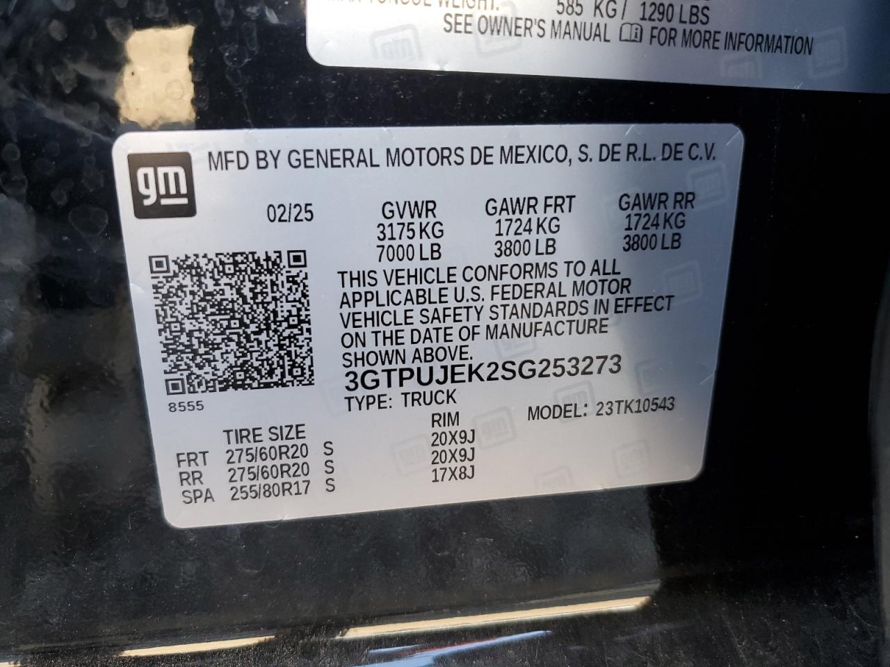 2025 GMC Sierra K1500 Elevation-L VIN: 3GTPUJEK2SG253273 Lot: 84804985