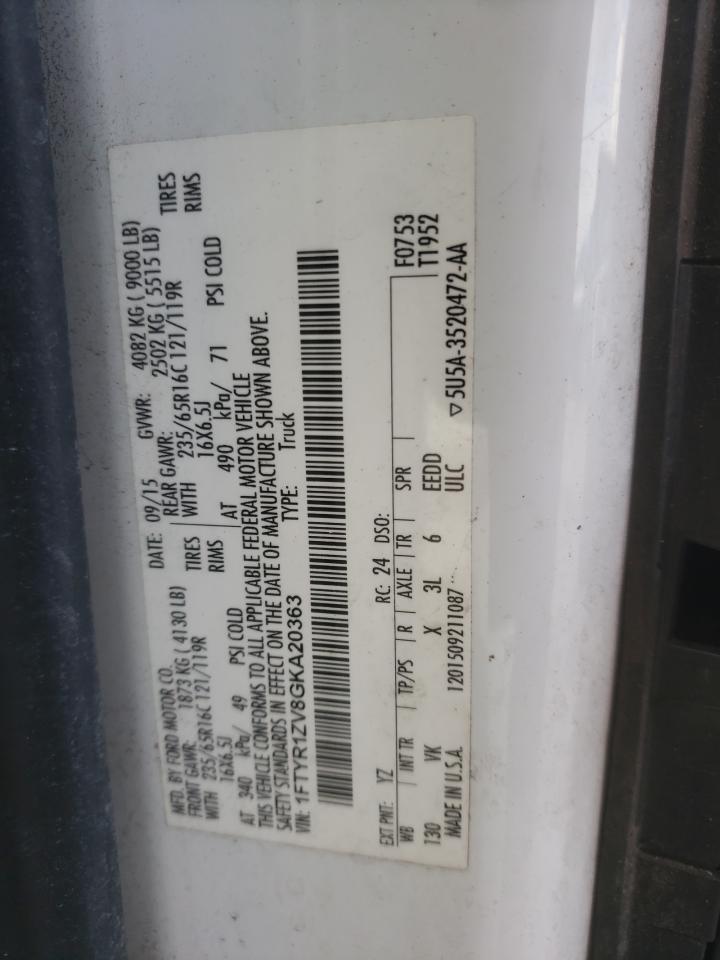 2016 Ford Transit T-250 VIN: 1FTYR1ZV8GKA20363 Lot: 84617575