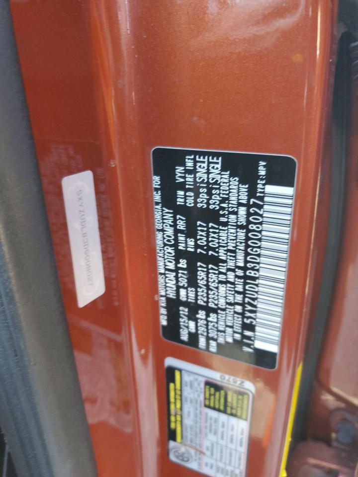 2013 Hyundai Santa Fe Sport VIN: 5XYZUDLB3DG008027 Lot: 81860365