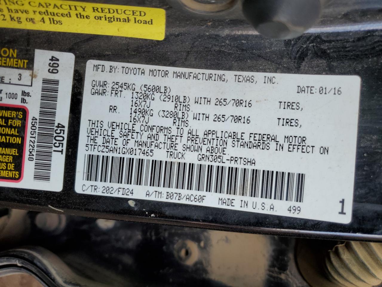 2016 Toyota Tacoma Double Cab VIN: 5TFCZ5AN1GX017465 Lot: 83798215