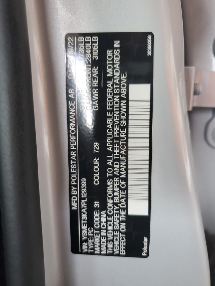 2023 Polestar 2 VIN: YSMET3KA7PL129399 Lot: 85177215