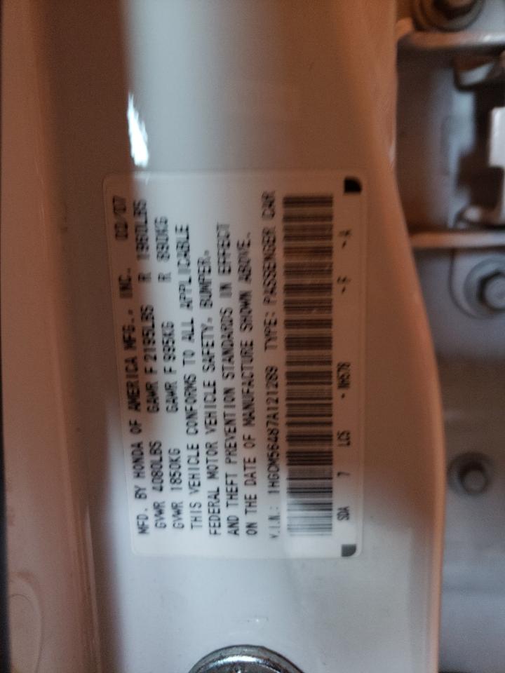 2007 Honda Accord Lx VIN: 1HGCM56487A121289 Lot: 82308705