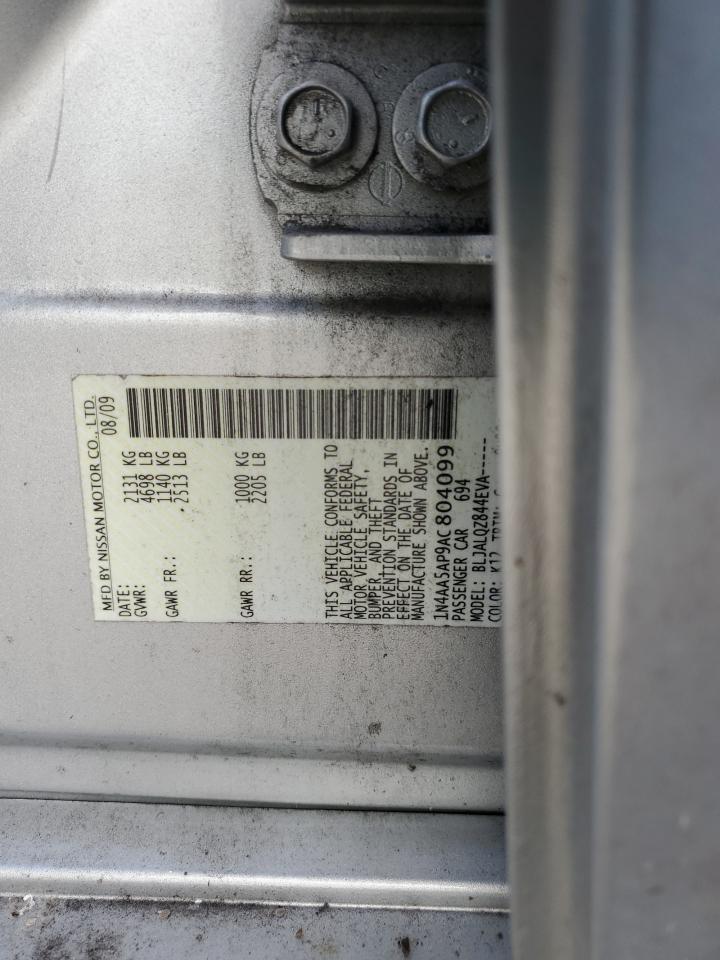 2010 Nissan Maxima S VIN: 1N4AA5AP9AC804099 Lot: 85119035