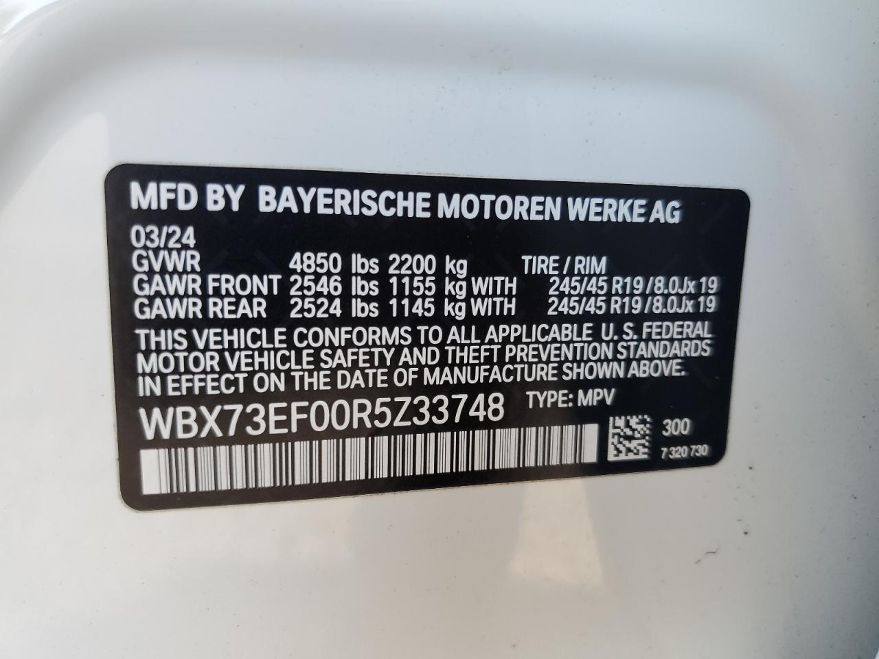 2024 BMW X1 xDrive28I VIN: WBX73EF00R5Z33748 Lot: 82251665