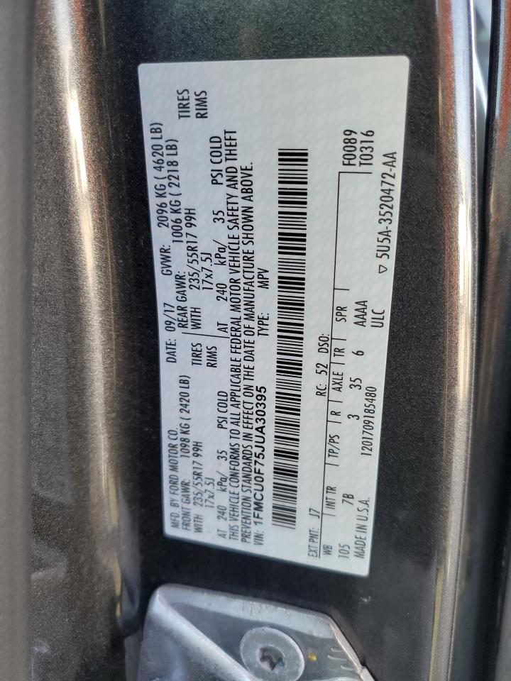 2018 Ford Escape S VIN: 1FMCU0F75JUA30395 Lot: 82771195