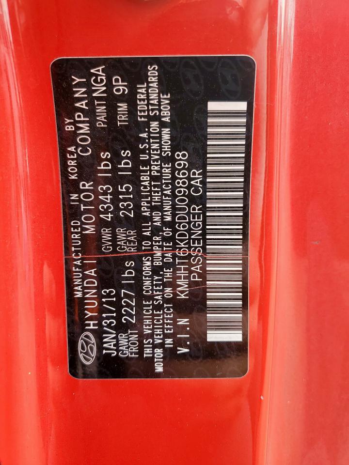 2013 Hyundai Genesis Coupe 2.0T VIN: KMHHT6KD6DU098698 Lot: 85586015