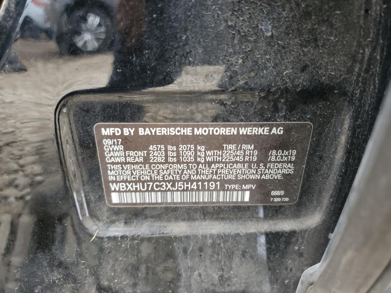 2018 BMW X1 Sdrive28I VIN: WBXHU7C3XJ5H41191 Lot: 82407315