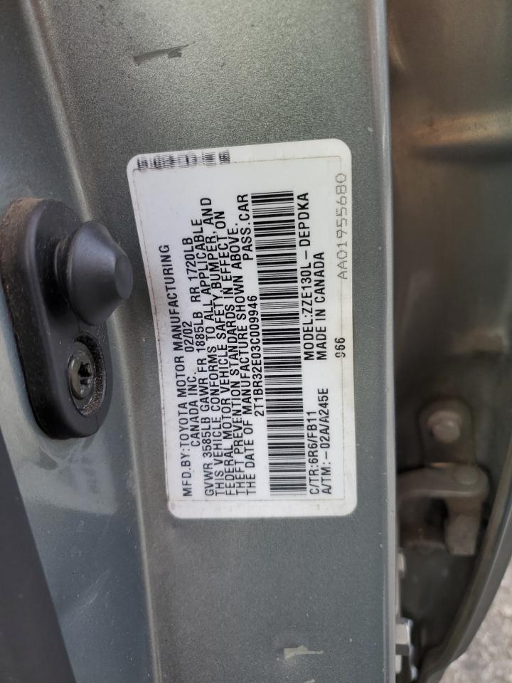 2003 Toyota Corolla Ce VIN: 2T1BR32E03C009946 Lot: 82512115