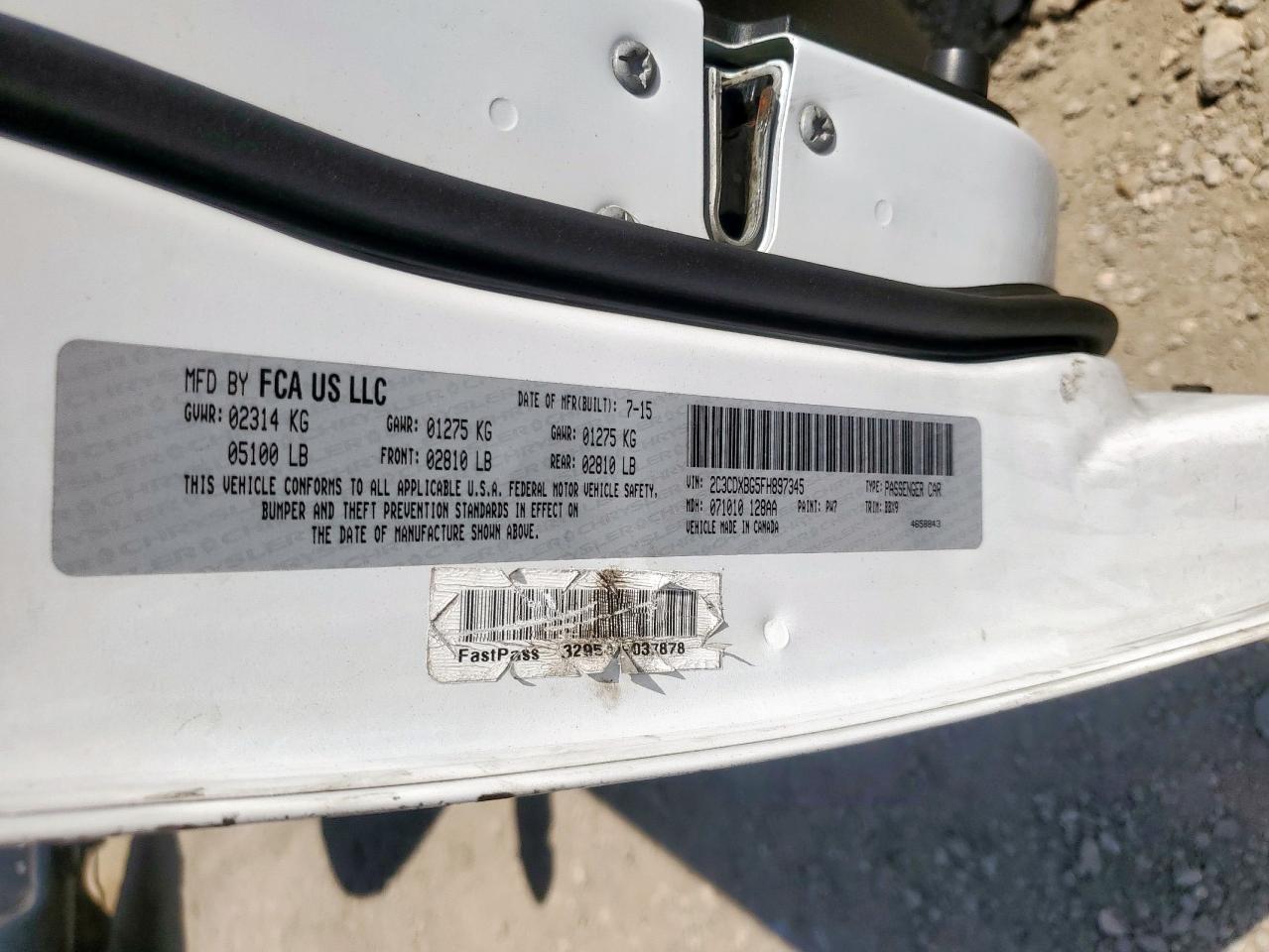 2015 Dodge Charger Se VIN: 2C3CDXBG5FH897345 Lot: 85123365