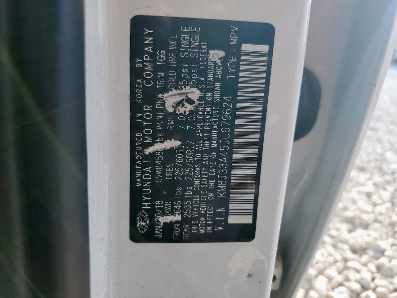 2018 Hyundai Tucson Sel VIN: KM8J33A45JU679624 Lot: 85768585