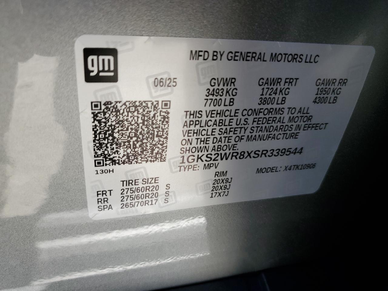 2025 GMC Yukon Xl At4 Ultimate VIN: 1GKS2WR8XSR339544 Lot: 90652345