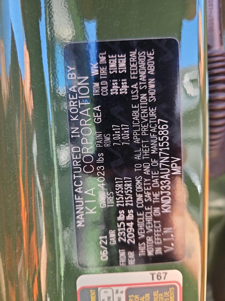 2022 Kia Soul Ex VIN: KNDJ33AU7N7155867 Lot: 84700095