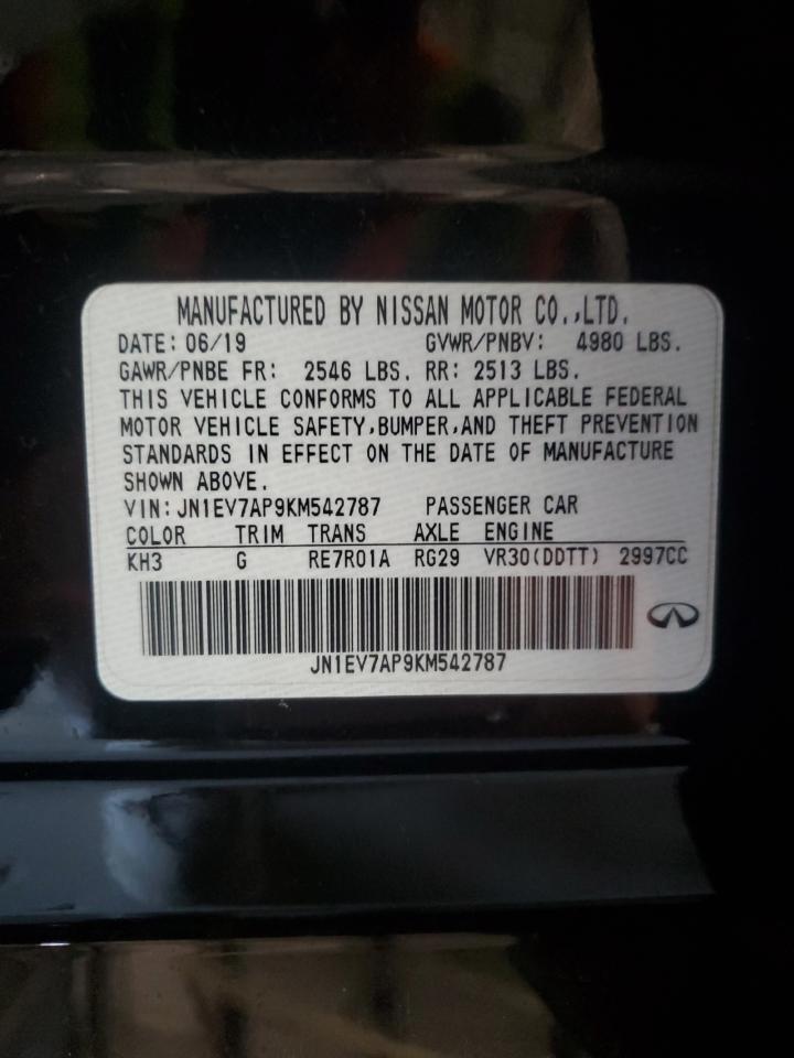 2019 Infiniti Q50 Luxe VIN: JN1EV7AP9KM542787 Lot: 90105145