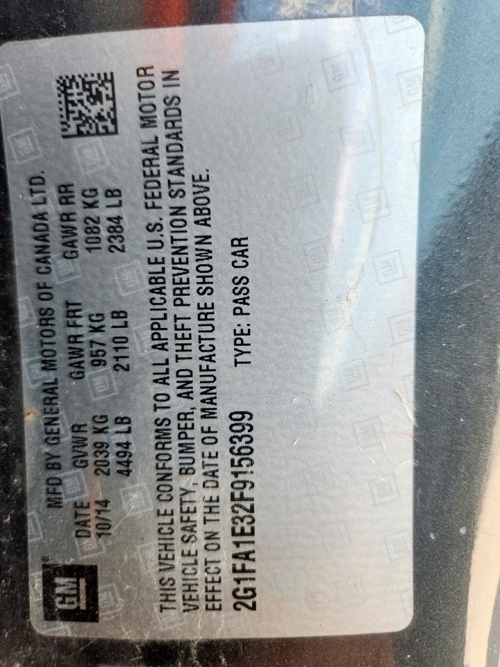 2015 Chevrolet Camaro Ls VIN: 2G1FA1E32F9156399 Lot: 82248275