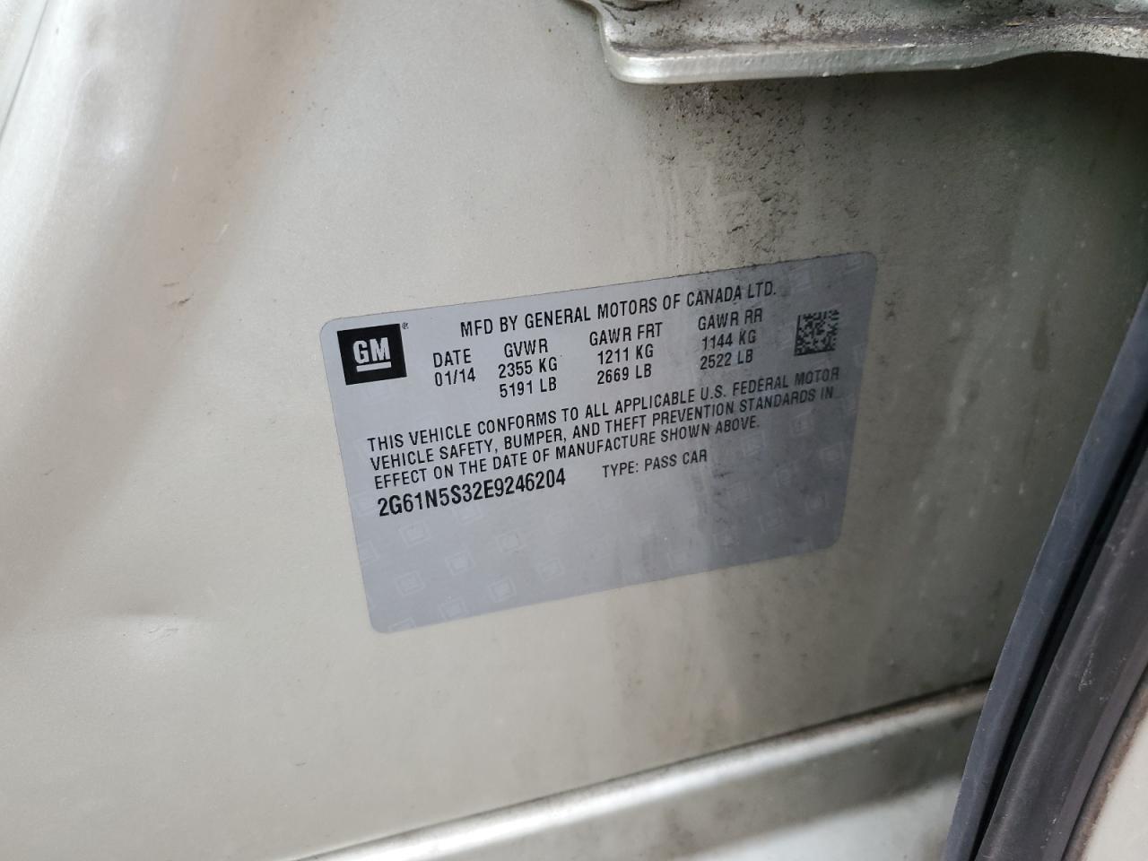 2014 Cadillac Xts Luxury Collection VIN: 2G61N5S32E9246204 Lot: 85667025