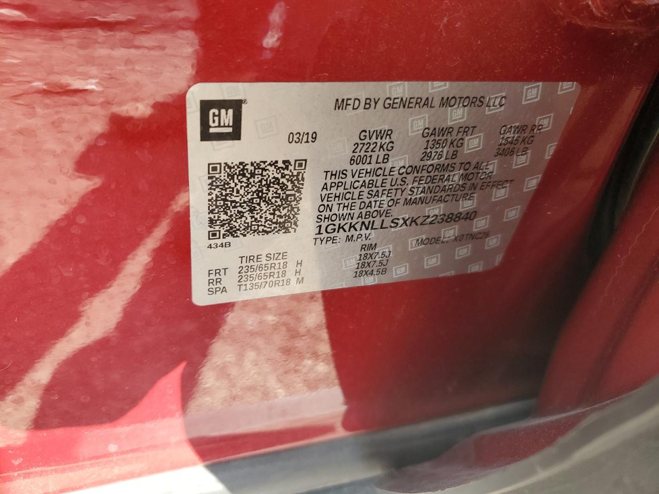 2019 GMC Acadia Sle VIN: 1GKKNLLSXKZ238840 Lot: 90597325