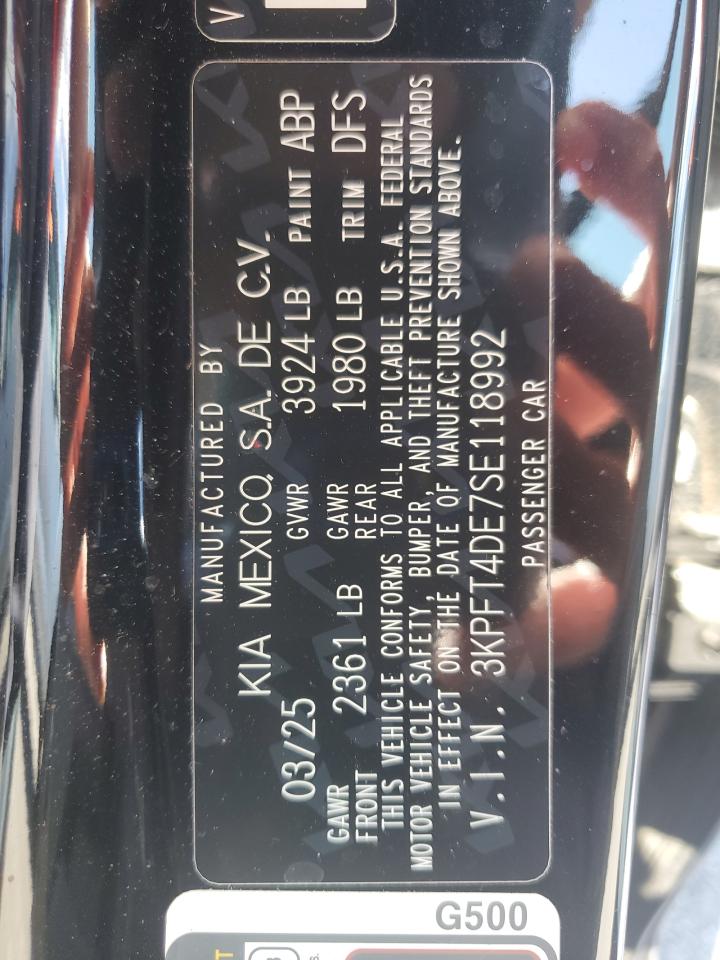 2025 Kia K4 Lx VIN: 3KPFT4DE7SE118992 Lot: 84979585