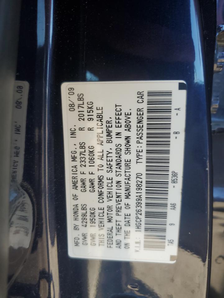 2009 Honda Accord Lx VIN: 1HGCP26399A198270 Lot: 81984015