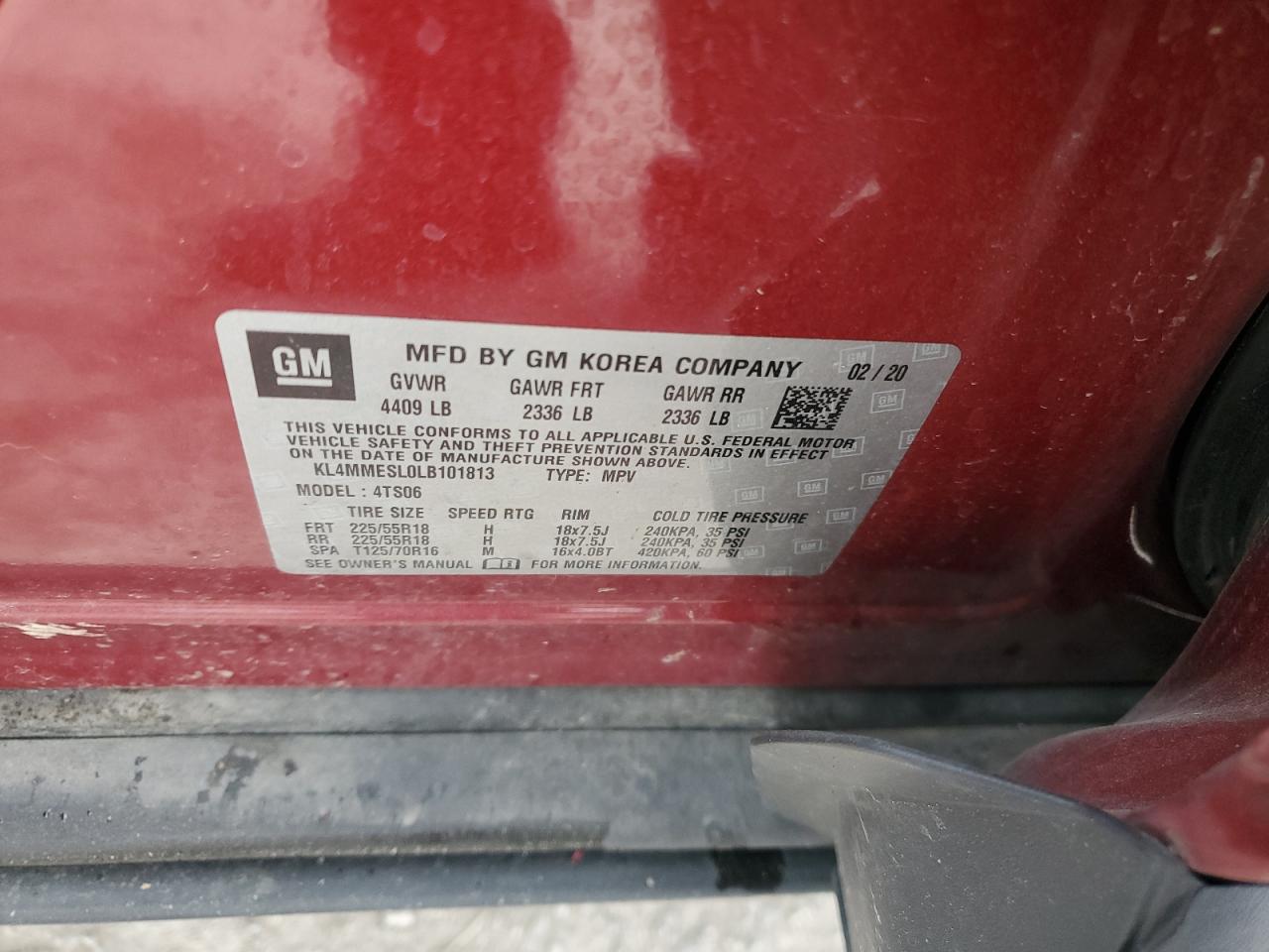 2020 Buick Encore Gx Select VIN: KL4MMESL0LB101813 Lot: 89512725