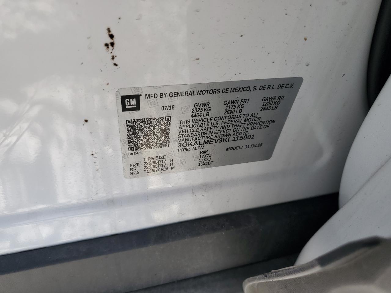 2019 GMC Terrain Sle VIN: 3GKALMEV3KL115001 Lot: 81146045