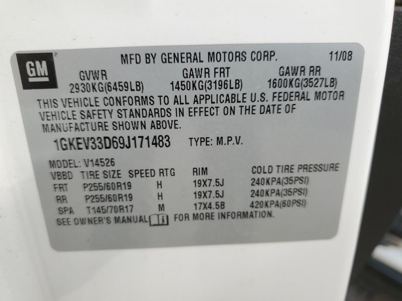 2009 GMC Acadia Slt-2 VIN: 1GKEV33D69J171483 Lot: 85561555