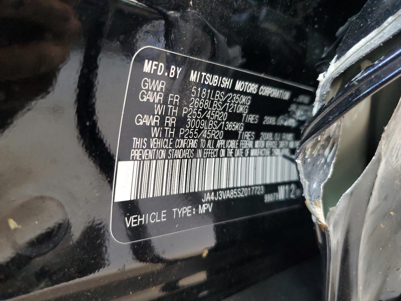 2025 Mitsubishi Outlander Se VIN: JA4J3VA85SZ017723 Lot: 90242995