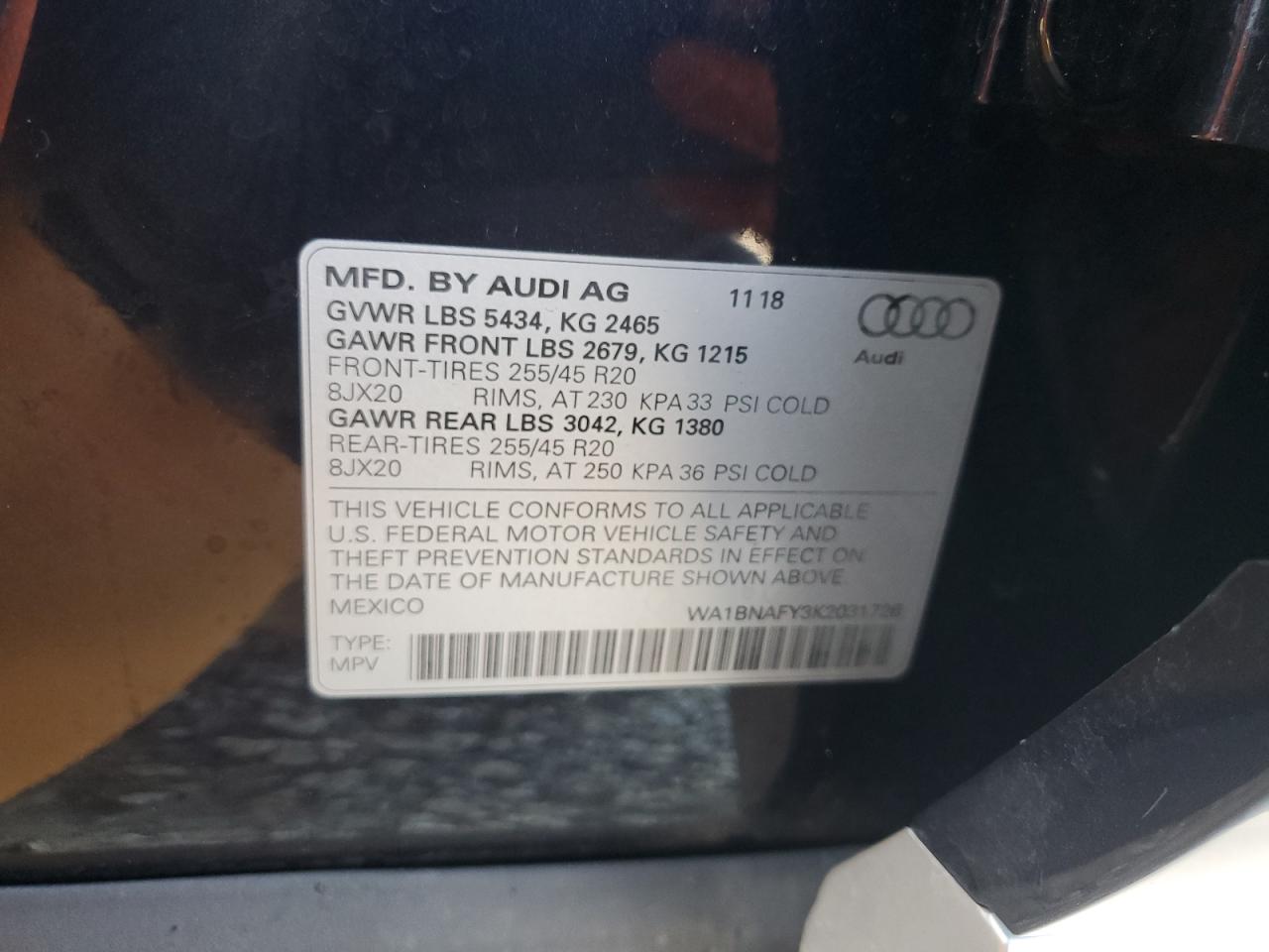 2019 Audi Q5 Premium Plus VIN: WA1BNAFY3K2031726 Lot: 84915335