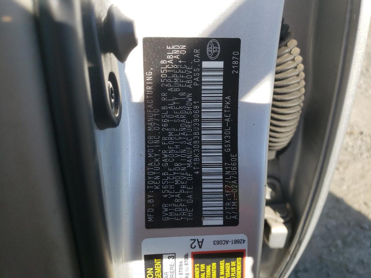 2011 Toyota Avalon Base VIN: 4T1BK3DB3BU390681 Lot: 90669745