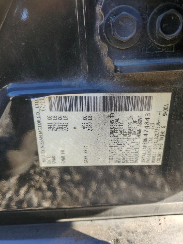 2011 Nissan Altima Base VIN: 1N4AL2AP8BN474843 Lot: 86137035