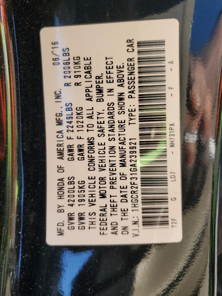 2016 Honda Accord Lx VIN: 1HGCR2F31GA239921 Lot: 82471115