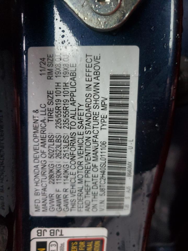 2025 Acura Rdx VIN: 5J8TC2H40SL011106 Lot: 91055715