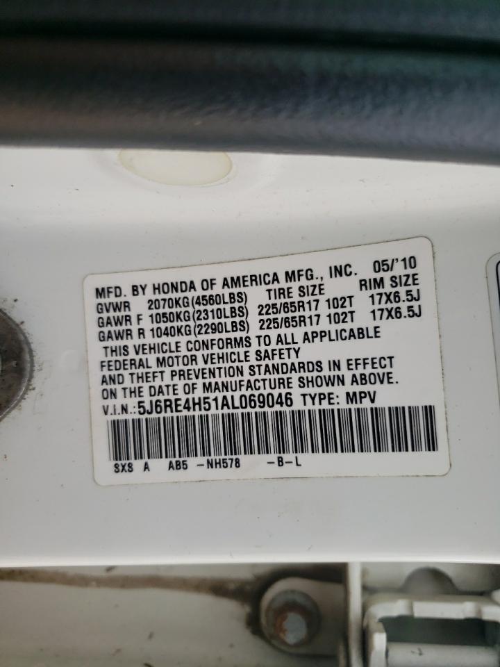 2010 Honda Cr-V Ex VIN: 5J6RE4H51AL069046 Lot: 86312465