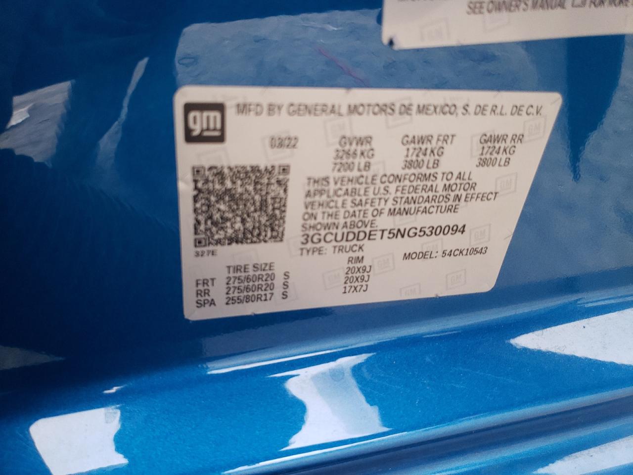 2022 Chevrolet Silverado K1500 Lt VIN: 3GCUDDET5NG530094 Lot: 82379565