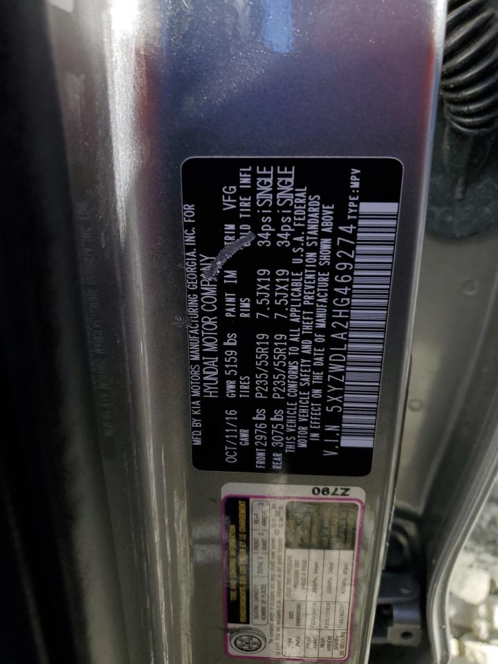 2017 Hyundai Santa Fe Sport VIN: 5XYZWDLA2HG469274 Lot: 81947245