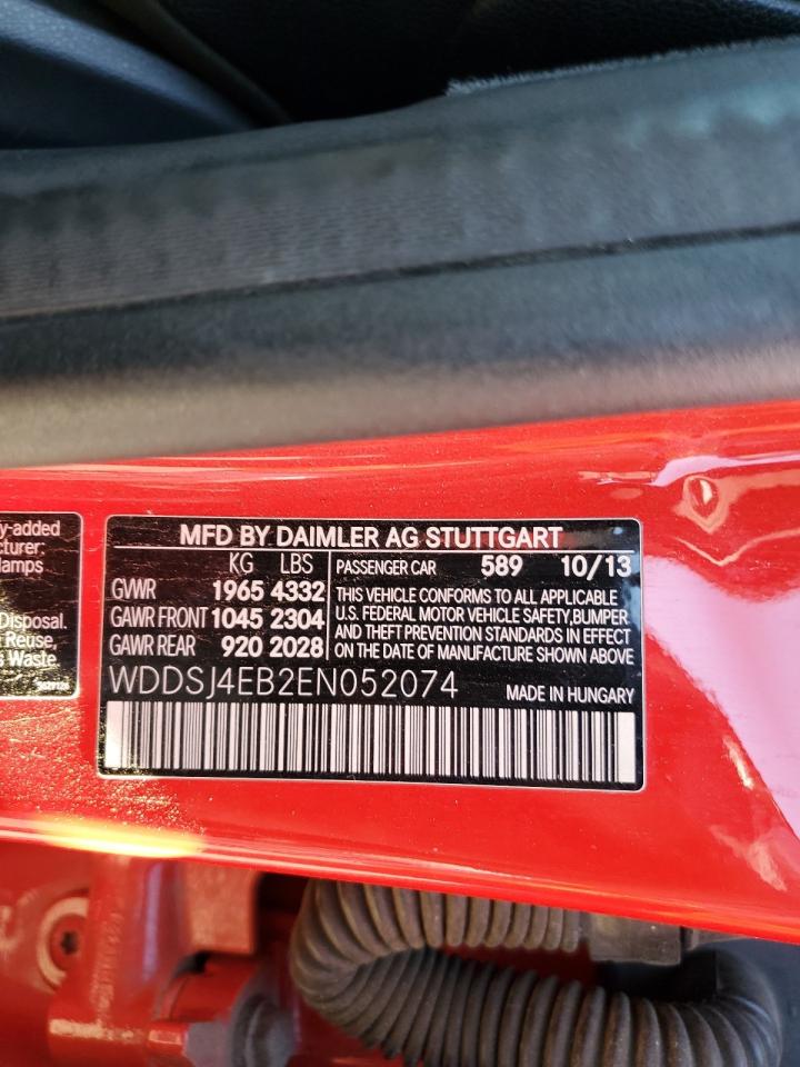 2014 Mercedes-Benz Cla 250 VIN: WDDSJ4EB2EN052074 Lot: 82459985