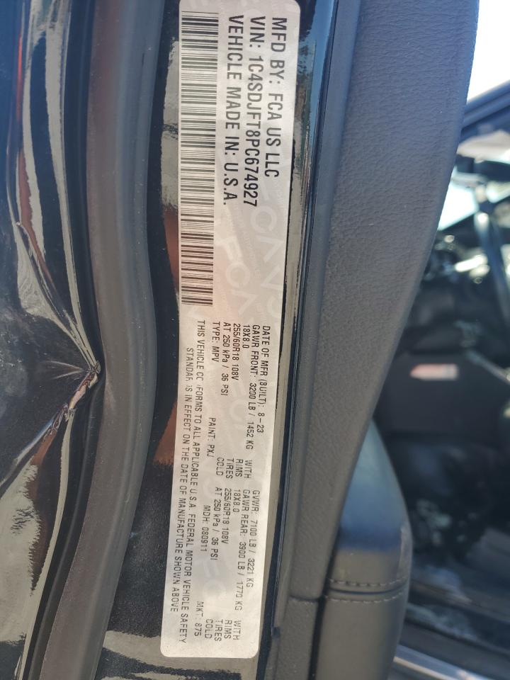 2023 Dodge Durango Pursuit VIN: 1C4SDJFT8PC674927 Lot: 85491385