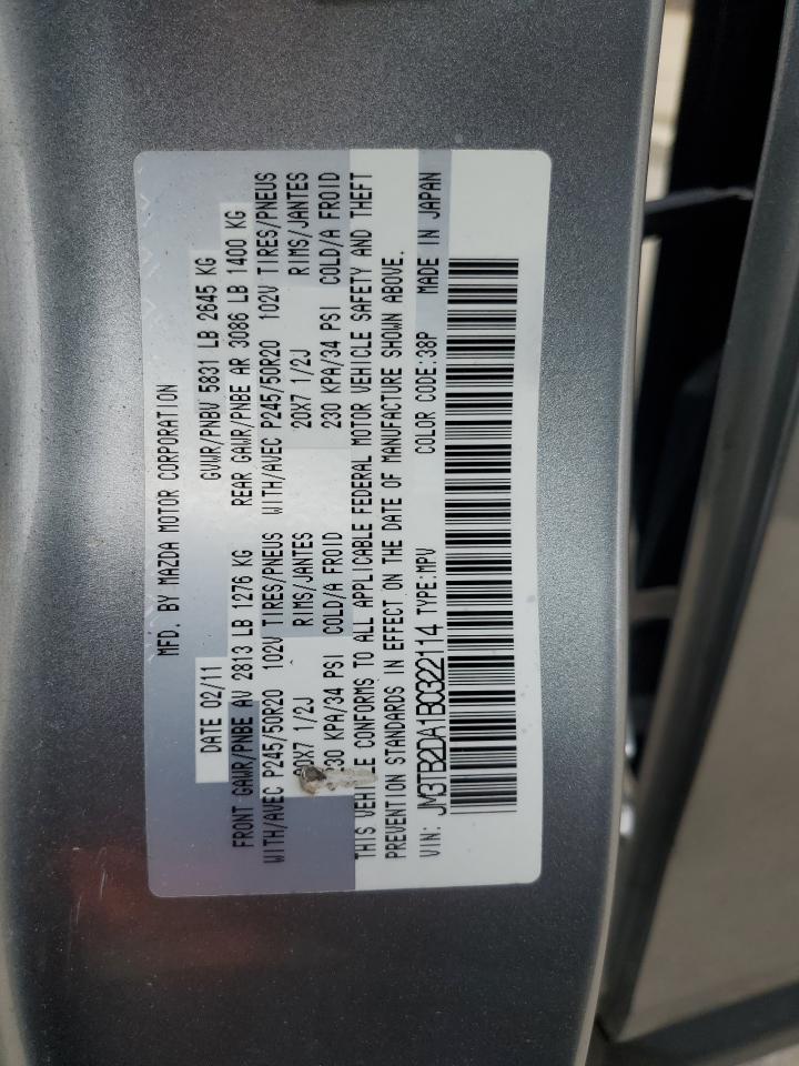 2011 Mazda Cx-9 VIN: JM3TB2DA1B0322114 Lot: 86624895