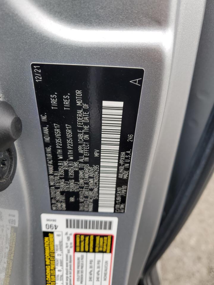 2022 Toyota Sienna Xle VIN: 5TDYRKEC2NS094295 Lot: 89686345