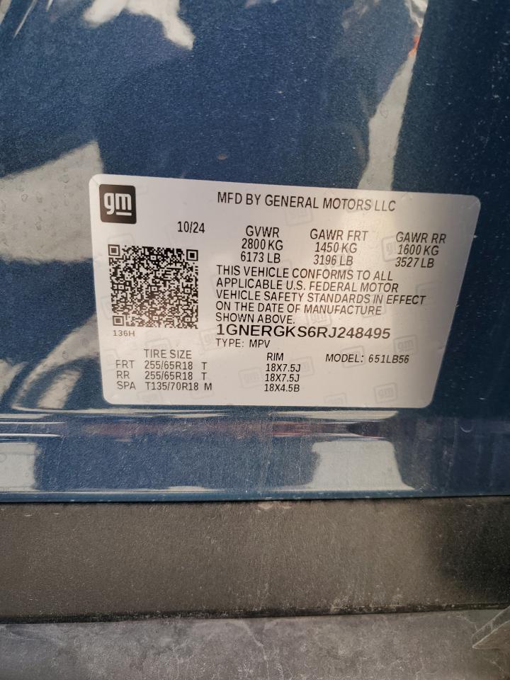 2024 Chevrolet Traverse Lt VIN: 1GNERGKS6RJ248495 Lot: 85421115