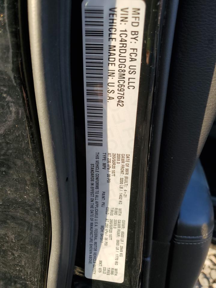 2021 Dodge Durango Gt VIN: 1C4RDJDG8MC697642 Lot: 86639915