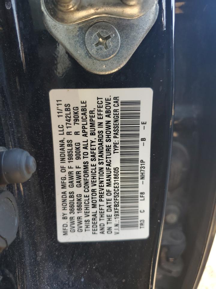 2012 Honda Civic Lx VIN: 19XFB2F52CE318605 Lot: 86440585