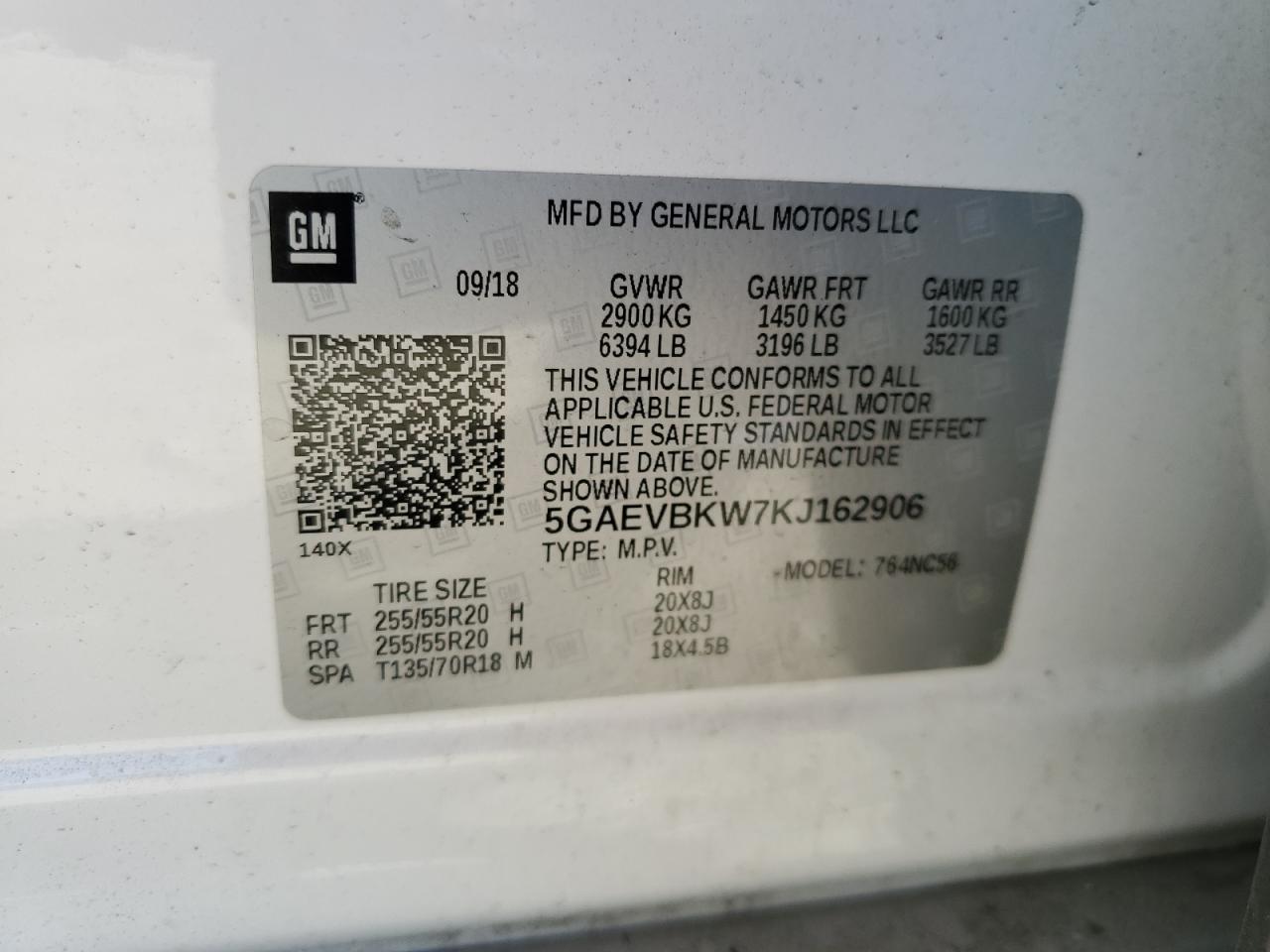 2019 Buick Enclave Premium VIN: 5GAEVBKW7KJ162906 Lot: 85345535