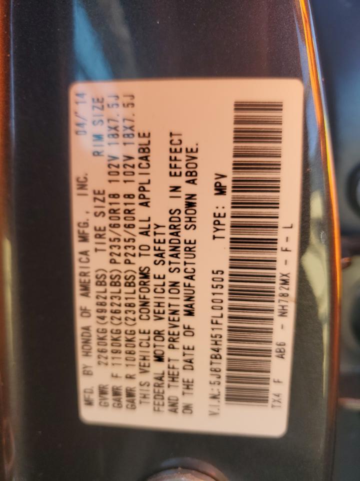 2015 Acura Rdx Technology VIN: 5J8TB4H51FL001505 Lot: 87466485