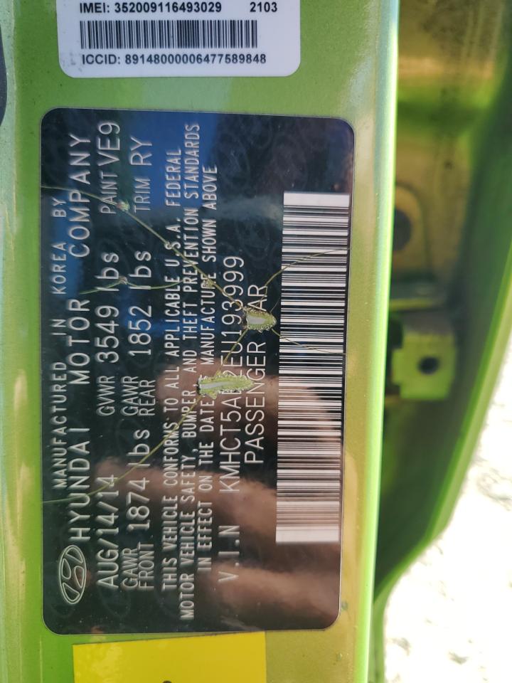 2014 Hyundai Accent Gls VIN: KMHCT5AE2EU193999 Lot: 89736195