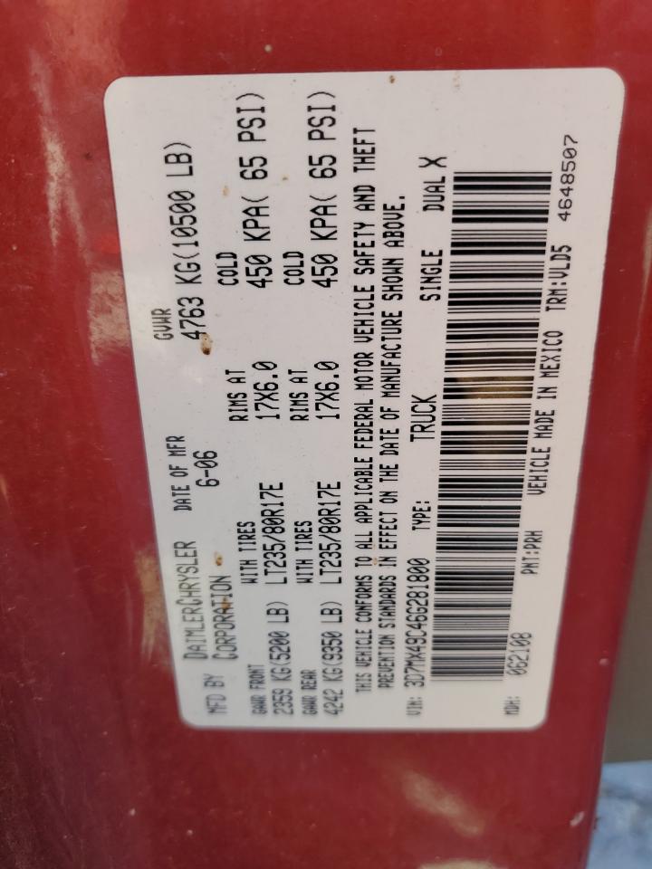 2006 Dodge Ram 3500 VIN: 3D7MX49C46G281800 Lot: 86671055