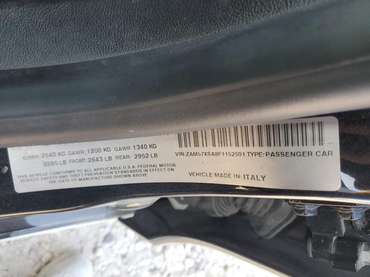 2015 Maserati Ghibli VIN: ZAM57XSA8F1152591 Lot: 87482835