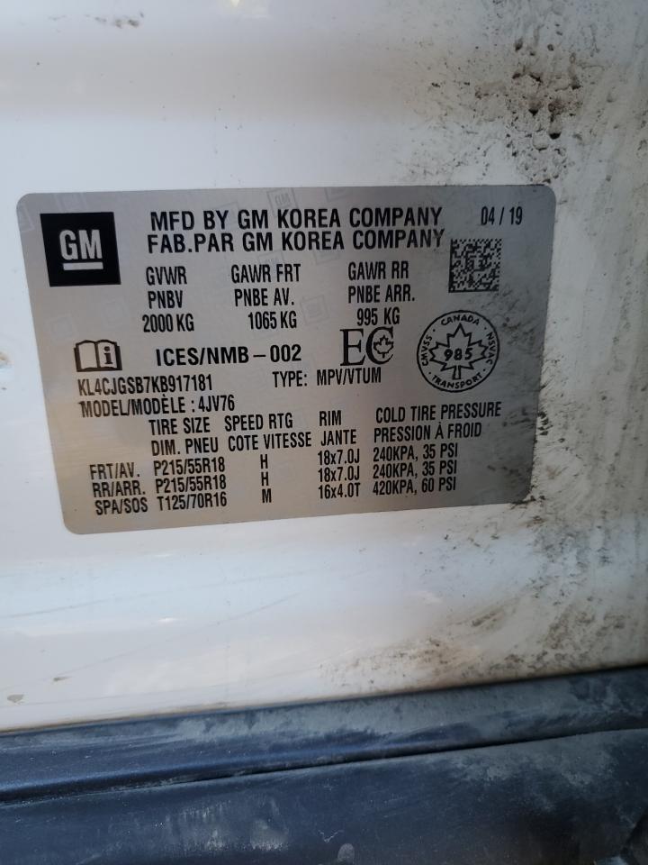 2019 Buick Encore Essence VIN: KL4CJGSB7KB917181 Lot: 89876395